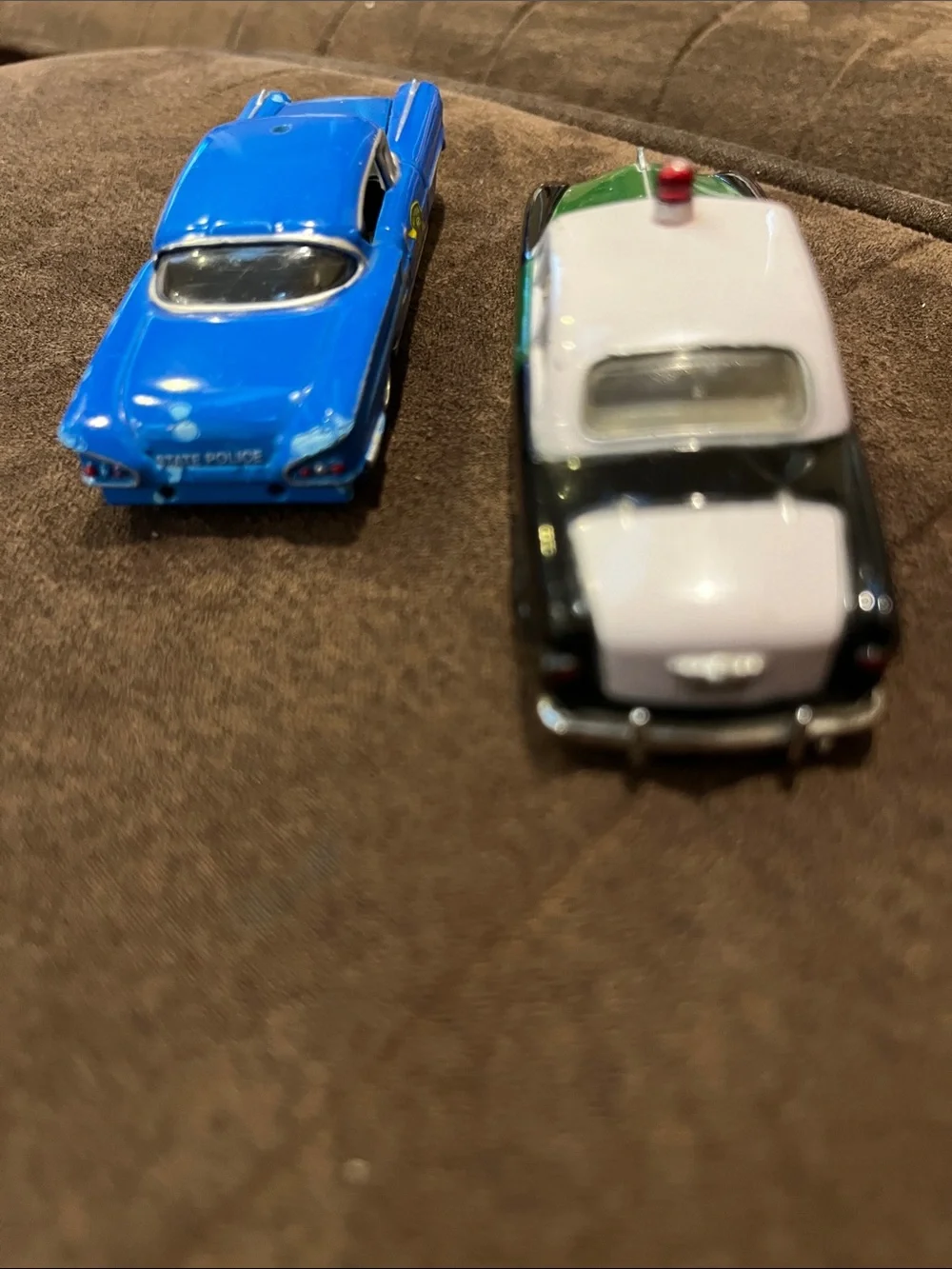 Die-Cast Kids Toy Police Car Set - Blue, White, Green